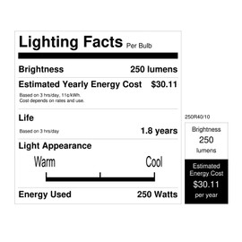 Replacement for Feit 250R40/10, Dimmable Heat Lamp Specialty Light Bulb (1 Pack)