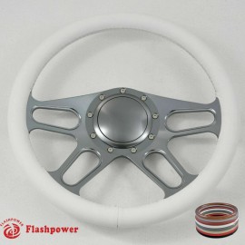 FLASHPOWER 14" Gun Metal Billet Steering Wheel Carbon Vinyl Wrap LUV Courier C10 W/Horn