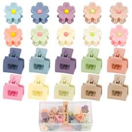 Ahoney 20Pcs Small Hair Claw Clips for Girls Women, Cute 1inch Mini Flower Tiny Hair Clips for Hair Decorations for Kids Jaw Clips Strong Hold Hair Accessories Hair Barrettes (Colorful)
