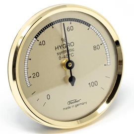 Fischer 150MS - Synthetic Hygrometer - 68 mm Humidity Meter with Brass-Coloured Plastic Housing Made in Germany