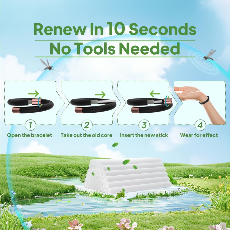 BuggyBands Mosquito Repellent Bracelet Refill Oil Sticks (30 Pack) |