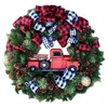 Farmhouse Red Truck Christmas Wreath Front Door Wall Hanging Decoration