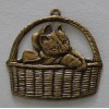 Unbranded Brass charm - Kitty in a Basket