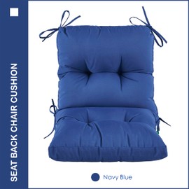 YOOZEKU Outdoor Indoor Seat Back Chair Cushions Set of 4,Waterproof Tufted Lawn Dining Chair Cushions for Patio Furniture with Ties,42x21 Inch, Navy Blue