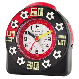 JACQUES FAREL Kinderwecker Lernwecker Jungen Fußball Analog Quarz mit Licht und Snooze Alarm Schwarz Rot ACW 31
