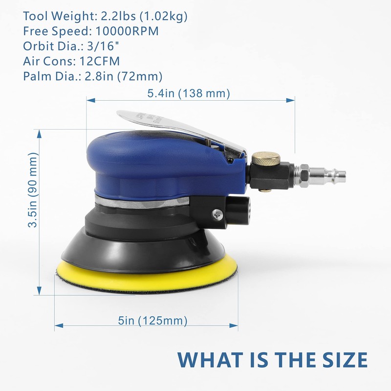 5 inch Air Random Orbital Sander for Auto Body Work,