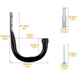 MVPACKEEY 6pcs Garage Wall Hooks Heavy Duty Storage Utility Hooks Garage Storage Tool Ladder Hook Heavy Duty Metal Hangers for Garden Tools,Ladders,Bikes,Bulky Items(H12cm x W8.9cm)
