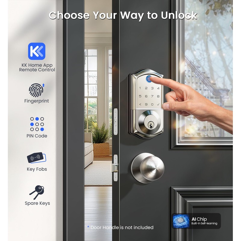 Veise VE017G Wi-Fi Keyless Entry Door Lock with Fingerprint, App