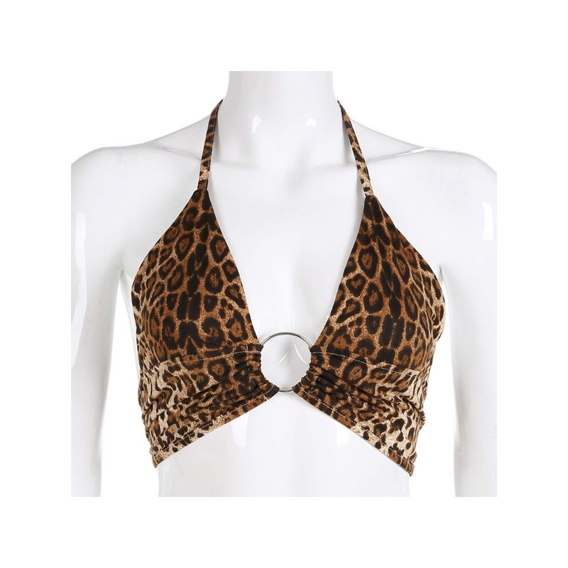 Anna-Kaci Women USA Flag Halter Backless Camis Streetwear Club Patchwork