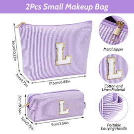 2Pcs Pink Makeup Bag for Women Small Cosmetic Bag for Girls Toiletry Bags Travel Cosmetic Pouch for Women Small Zip Canvas Pouch for Ladies Birthday Gifts (Purple)
