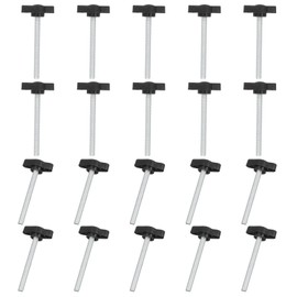 MECCANIXITY Knurled Clamping Knobs Handle Thumb Screws Bolt Knobs M5 x 50 mm Male Thread 27 mm Head for Electronics Automotive Furniture Assembly Wood Working DIY Projects(Black, Pack of 20)