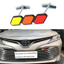 Lanyun Tri-color badgeTrd grille emblem Compatible Tacoma 4runner fj cruiser corolla tundra camry sienna highlander c-hr accessories (red orange yellow)