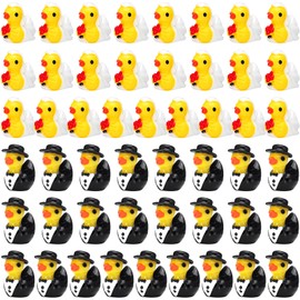 Soulchen 50 Pcs Wedding Resin Duck Mini Bride Groom Ducks Marriage Resin Figurines Bulk Small Animal Figurines Fairy Moss Landscape DIY for Wedding Ceremony Bridal Gift Souvenir (Retro)