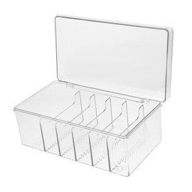 LABRIMP Multi Grid Clear Cable Management Box Cord Organizer with Lid Storage for Phone Chargers Data Cables and Accessories Durable Pet Material Easy to Use