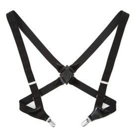 Style Equal Men's Suspenders, Holster Suspenders, 2 Point Closure, 1.0 inch (25 mm) Wide, Made in Japan, Easy to Put on and Take off, For Work, Metal Fittings and Clips, Made in Japan, Diamond × Black