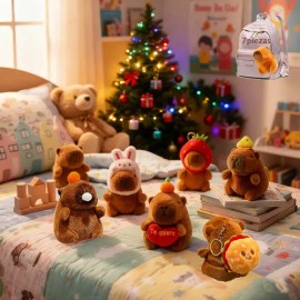 TodosDM® 7 Piezas Peluche Muñeco Llavero Juguete Capibara Lindo Adorables Surtidos 12cm, Regalo De Navidad, Cumpleaños, Pascua, Día De San Valentín, Regalo Para Niños Y Niñas