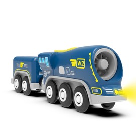 Wooden Train Track Accessories Battery Operated Locomotive Train, Powerful Engine Toy Train Vehicle for Railway Tracks, Science Fiction Train Car Series Fit All Brands Railroad (Battery Not Included)