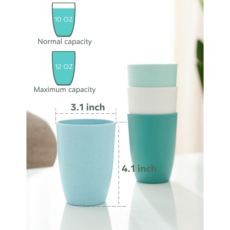 GENLGE 12 OZ Wheat Straw Cups Reusable Drinking Tumblers, Unbreakable