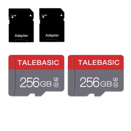 talebasic 256GB Micro SD Memory Card Class 10 - TF Card with SD Adapter - for Tablet/Phone/Camera/Car Radio/Game Console (2 Cards, 128GB)