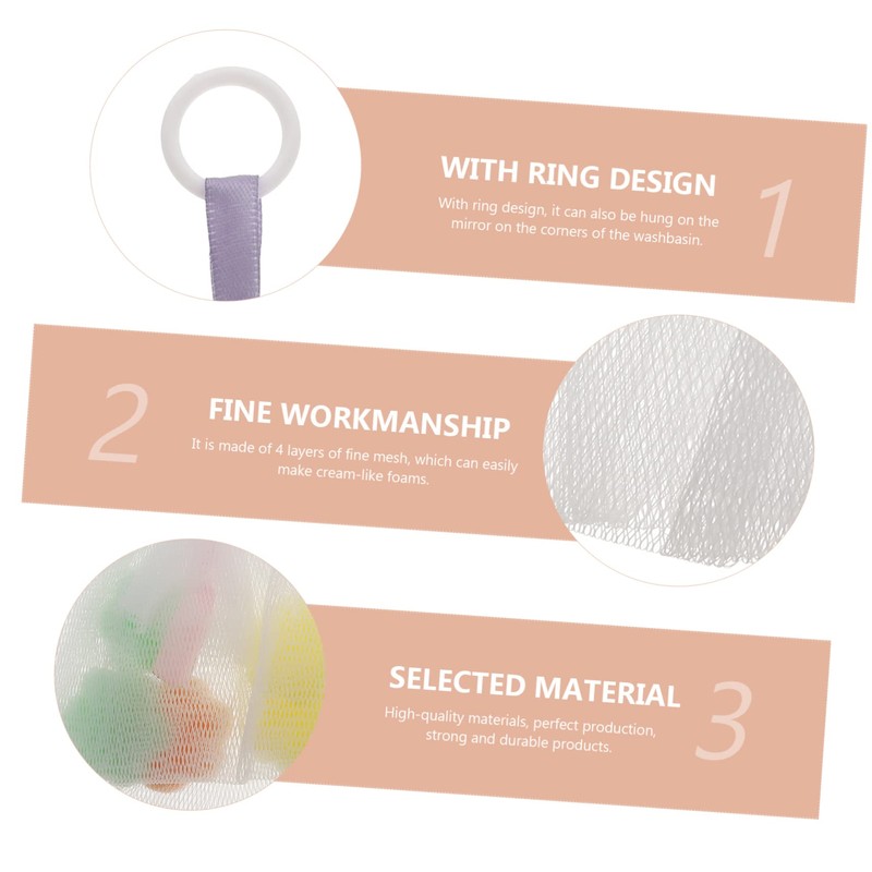 WOONEKY Handmade Soap Pouch for Bath Shower Cleansing Foaming Net