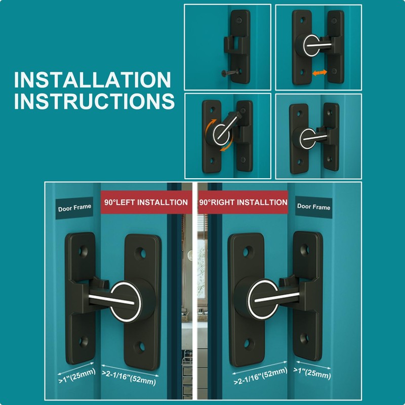 Barn Door Lock Hardware, 90 Degree Heavy Duty Gate Latches