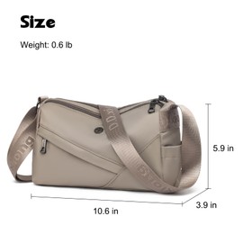 Eslcorri Crossbody Bags for Women, Mini Nylon Shoulder Crescent Purse Casual Hobo Handbag Multiple Pocket Light Summer Travel Pocketbook Slouchy Sling Luna Daily Bag, Gift for Mom & Friends -Khaki
