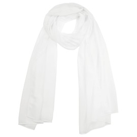 Elerevyo Women's Solid Chiffon Scarf, Lightweight Soft Sheer Long Head Wrap Shawl Scarves for All Season 175x75cm/68.9x29.5 inches(LxW) White