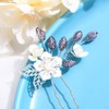 IYOU Flower Wedding Hair Pins Purple Crystal Bridal Hair Piece