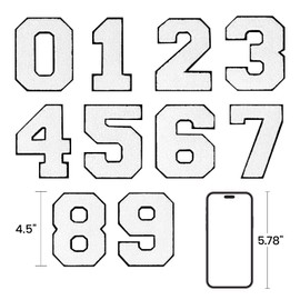 QianSiLi 4.5 Inch Chenille Iron On Patches for Clothing Embroidered Patch Iron On Numbers for Football Shirts Clothes Jacket Hoodie Varsity (White,5)