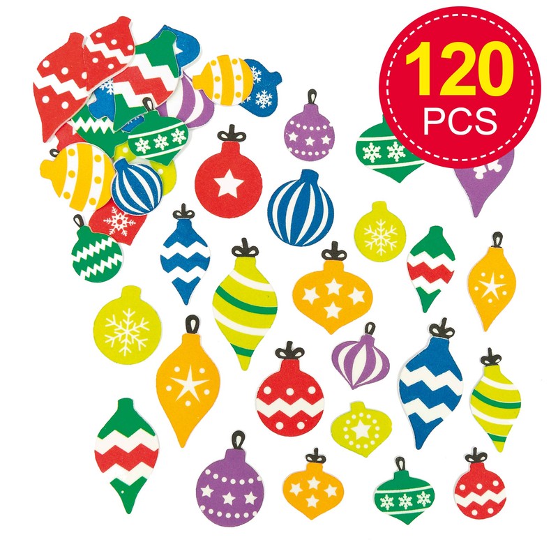 Baker Ross AF154 Christmas Bauble Foam Stickers (Pack of 120),