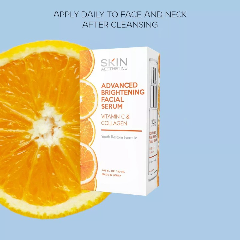 SKIN AESTHETICS ADAVANCED BRIGHTENING FACIAL SERUM VITAMIN C&COLLAGEN 1.69 FLOZ