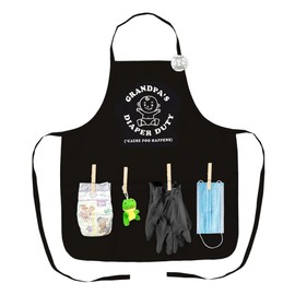 MUNIFICENCE Grandpas Diaper Duty Black Apron For New Grandpa to Be Great Gift