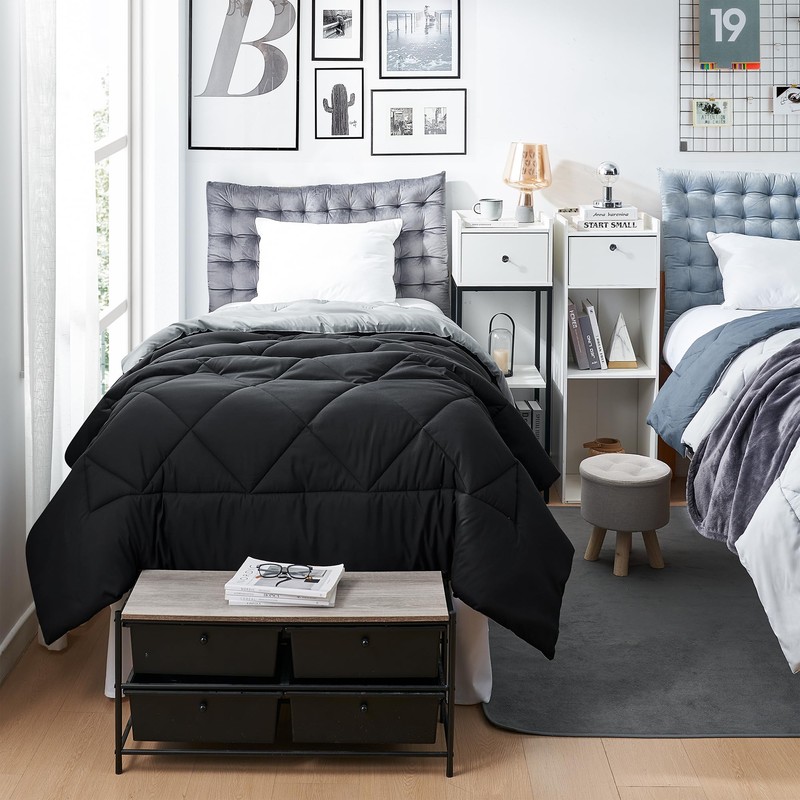 DormCo Black/Ultimate Gray Reversible Comforter - Twin XL Bedding