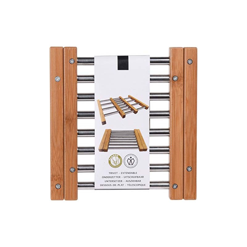 MIK funshopping Organic Bamboo Trivet for Kitchen, Dining Table, Garden