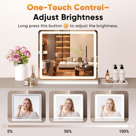 Sweetcrispy 19"x22" LED Vanity Mirror with Lights, Dimmable 3 Color Modes Makeup Mirror with Memory Function, USB Charging, Aluminum Frame, Lighted Mirror for Desk or Bedroom
