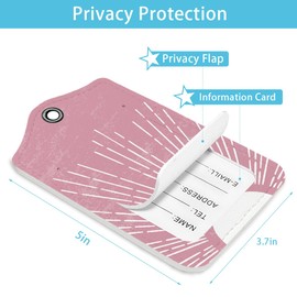 LARTSFRO Pink Boho Luggage Tags for Suitcases, Luggage Tag, Back to School, Trendy Girly 2 Pack Travel Luggage Tags, Teen Girls Gifts Suitcase Tags