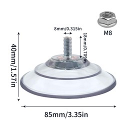 HE ZHI LONG 6PCS Upgraded Large Suction Cups with Screws- 85mm Large Clear PVC Sucker Pads, m8 Screw nut, Strong Adhesive Thick Suction Cup Hooks for Glass Window, car Windshield & Smooth Walls