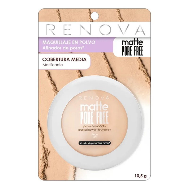 Maquillaje En Polvo Pore Free Beige, Renova 10.5 G Tono