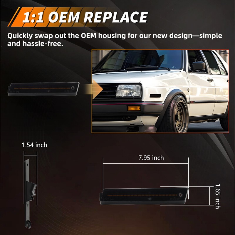 OFFKAT Smoked White LED Front Side Marker Lights For 1984-1992