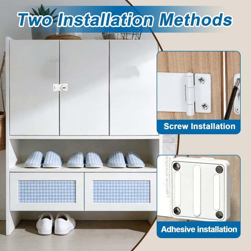 3-Digit Combination Cabinet Locks for Double Sliding Bifold Doors White