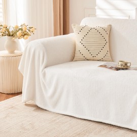 EMME Fluffy Soft Blanket Queen Size - 80"*90" Cream Soft Fluffy Warm Bed Blankets Bed, Camping, Picnic, Travel Lightweight Blanket