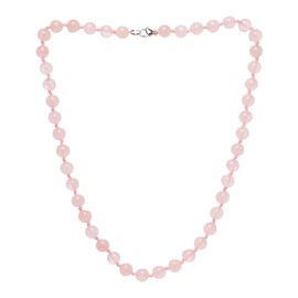 TreasureBay Handmade Gemstone Beaded Necklace 8mm Natural Gemstone Necklace for Women Ladies and Girls (Pink Rose Quartz)