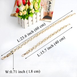BEAULEGAN Purse Chain Handles Replacement for Handbag or Shoulder Bag 2 PCS, 60cm Long (Gold)