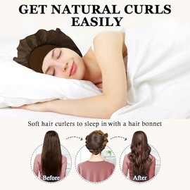 Gwabee Rizadores Sin Calor para La Noche, 178 Cm (70"), Suaves Y Cómodos para Dormir, Set de 9 Piezas para Mujer - Castaño Dorado