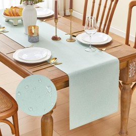 YATOJUZI Light Green Table Runner Seasonal Spring Summer Kitchen Dining Coffee Table Decoration 95 Inches Long Waterproof Farmhouse Rustic Table Runner Home Wedding Party Decor 16x95Inch