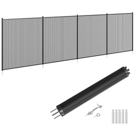 Pool Fence, Graveelife 4 X 12 Ft Pool Fences for Inground Pools, Easy DIY Pool Safety Fence with Stainless Steel Legs, 340 GMS Teslin PVC Pool Fence Mesh Protects Kids and Pets