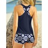 Aleumdr Womens Tankini Swimsuits Athletic Three Piece Tummy Control Bathing