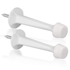 KOVOSCH Solid Rigid Door Stops with Soft Rubber Tips - Heavy Duty Durable Door Stoppers Wall Protector（White,2 Pack）