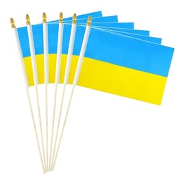 GSYLPFT 12 Pack Ukraine Flags on Sticks Ukrainian Small Mini Hand Held Flags for Office Classroom Holiday Party Decorations