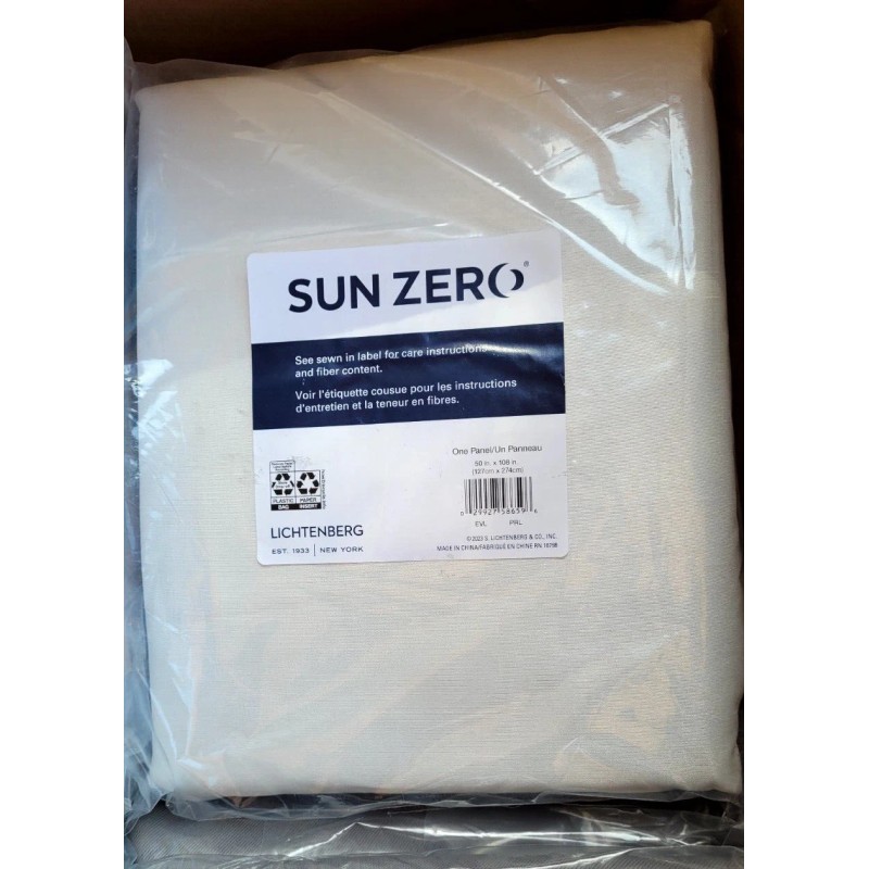 Sun Zero Lichtenberg 50x80" Pearl White Window Panel Rod Pocket